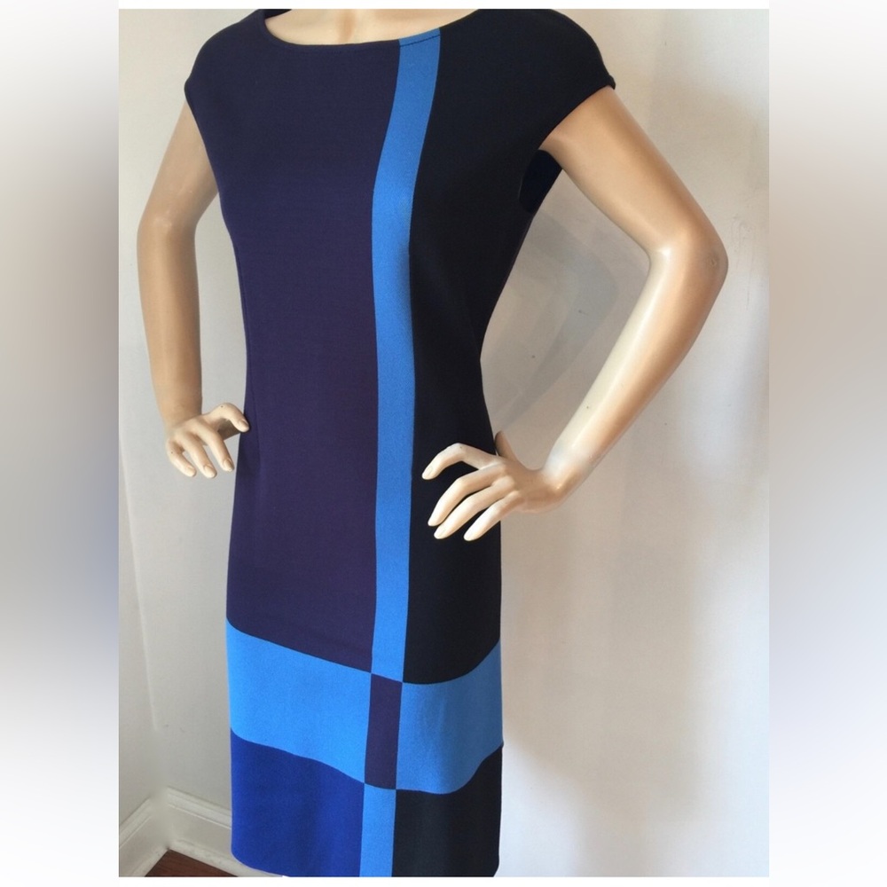 Colorblock Navy and Blue Shift Dress